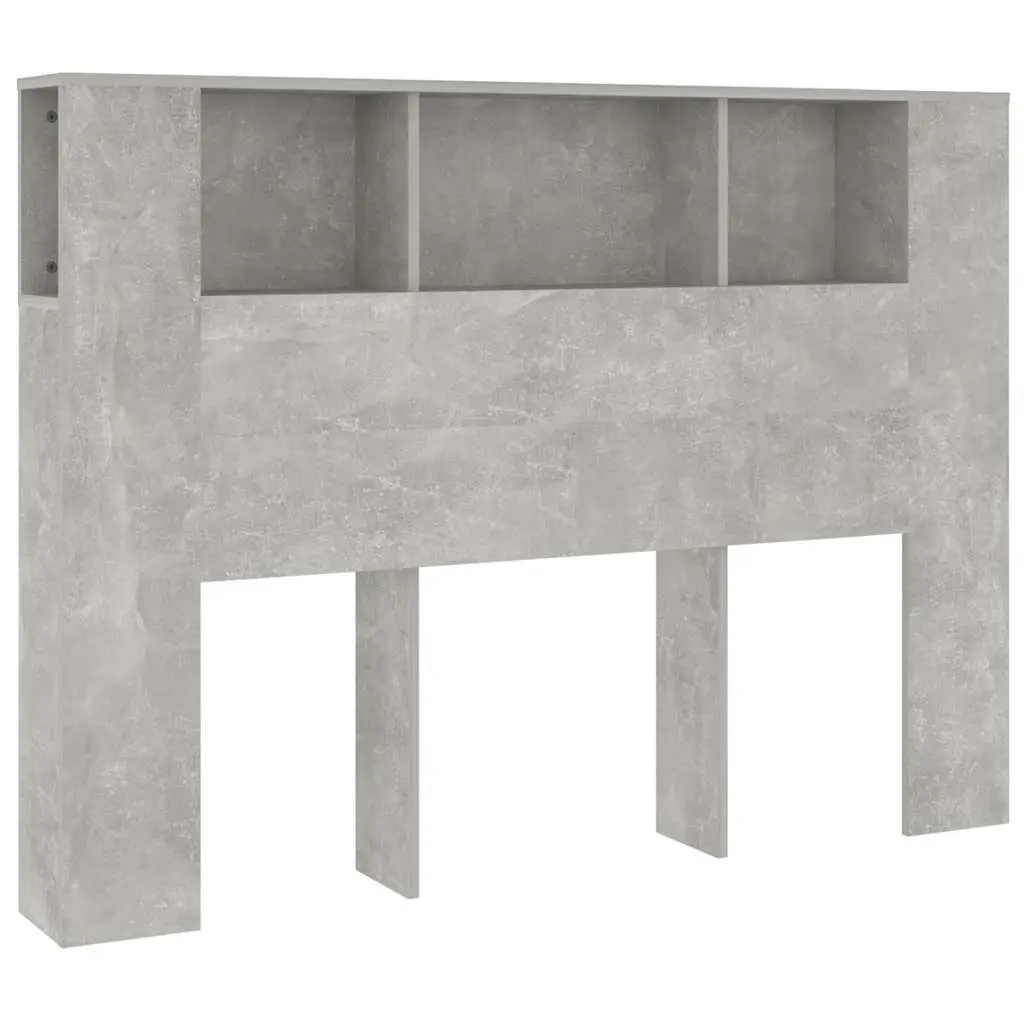 Headboard Cabinet Grey Wall Mount Storage Bed Bookcase Bedroom Furniture 140cm