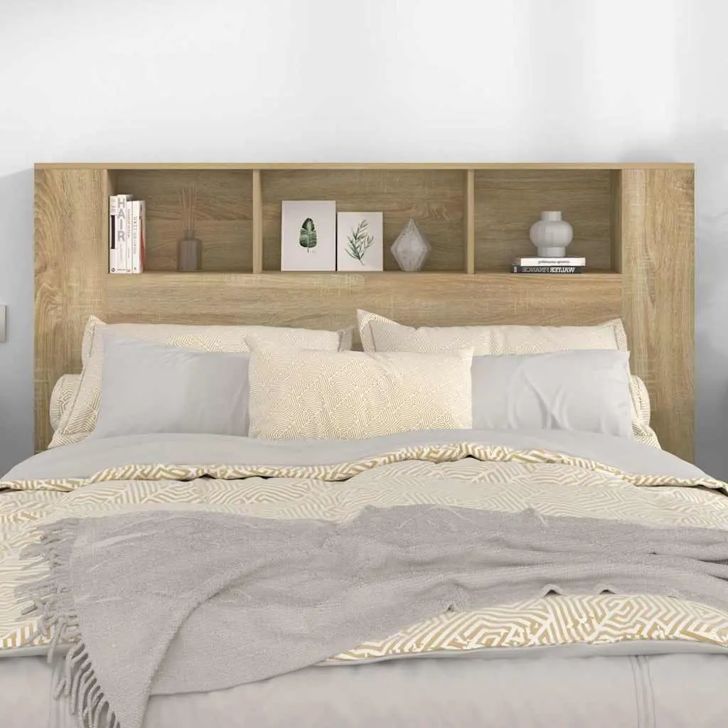 Headboard Cabinet Brown 160 cm Engineered Wood Storage Bedside