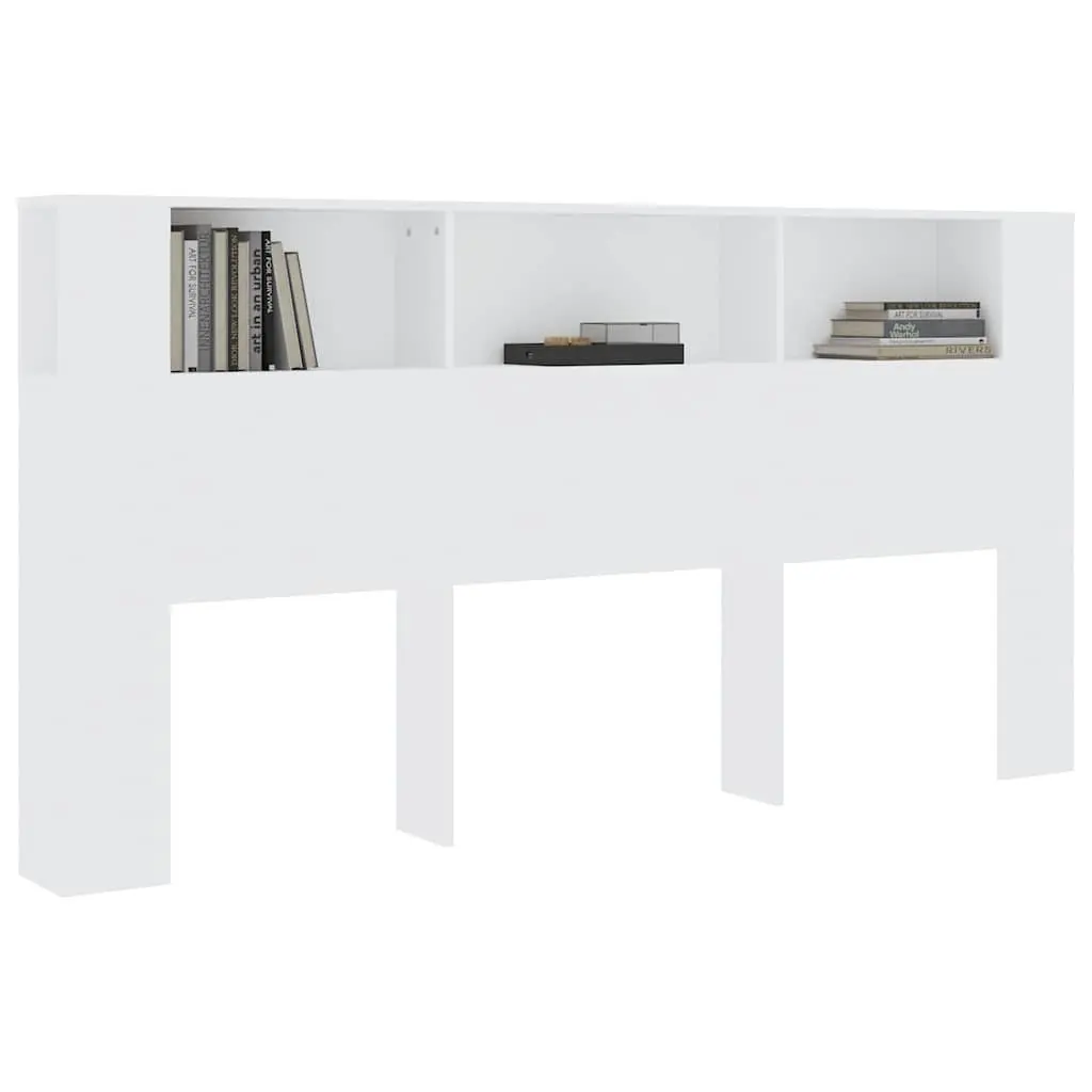 Headboard Cabinet White 200cm Wall Mounted Storage Organiser