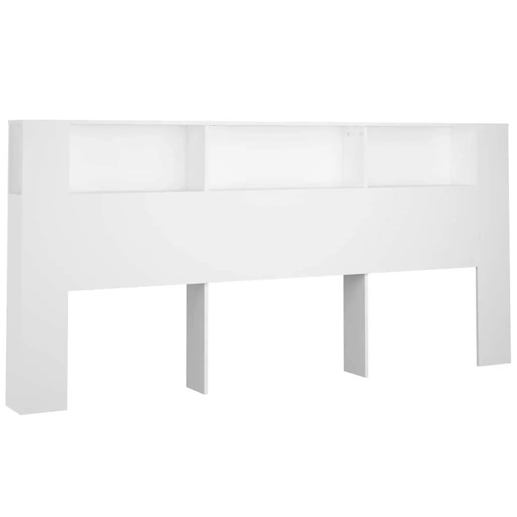 Headboard Cabinet White 220cm 3 Storage Compartments