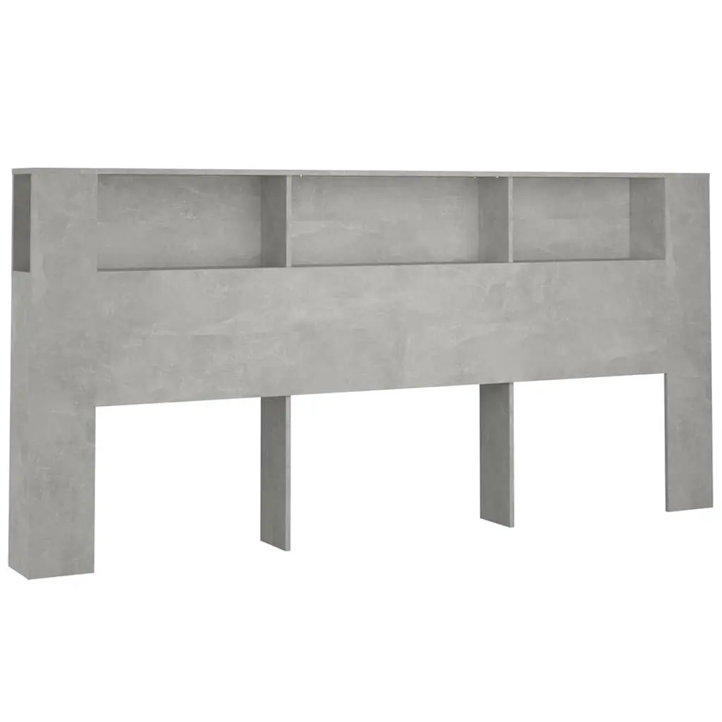 Wall-Mounted Storage Cabinet Grey 220cm Engineered Wood Headboard Organiser Bedroom Furniture
