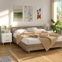 White Scandinavian Nightstand with Two Drawers
