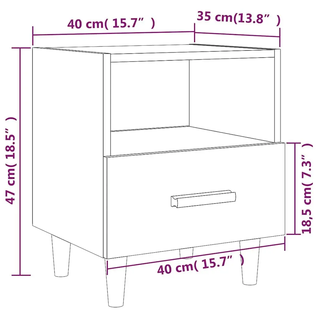 Bedside Cabinets Black 40 x 35 x 47 cm Engineered Wood with Eucalyptus Legs Storage Nightstand Tables