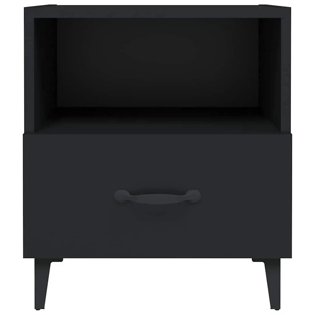 Bedside Cabinets Black 2 Piece Storage Nightstand Drawer Shelf Bedroom Furniture