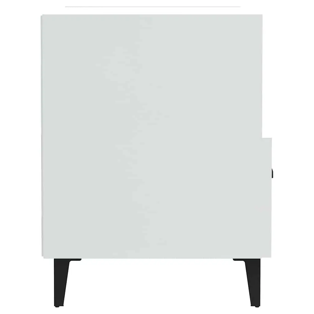 Bedside Cabinets High Gloss White Engineered Wood 2 Piece Nightstand with 1 Drawer and 1 Shelf