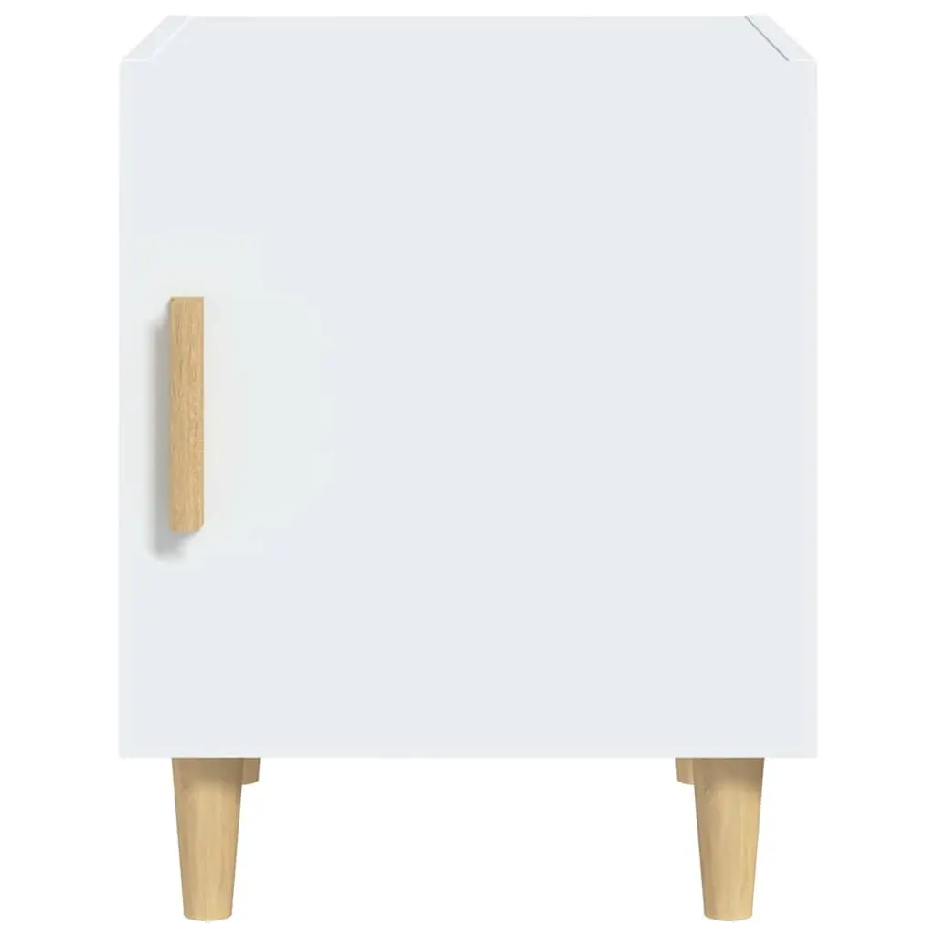 White Nightstand 2 Piece Engineered Wood Bedside Storage Cabinet with Single Door