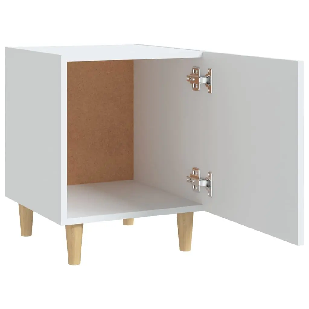 White Nightstand 2 Piece Engineered Wood Bedside Storage Cabinet with Single Door