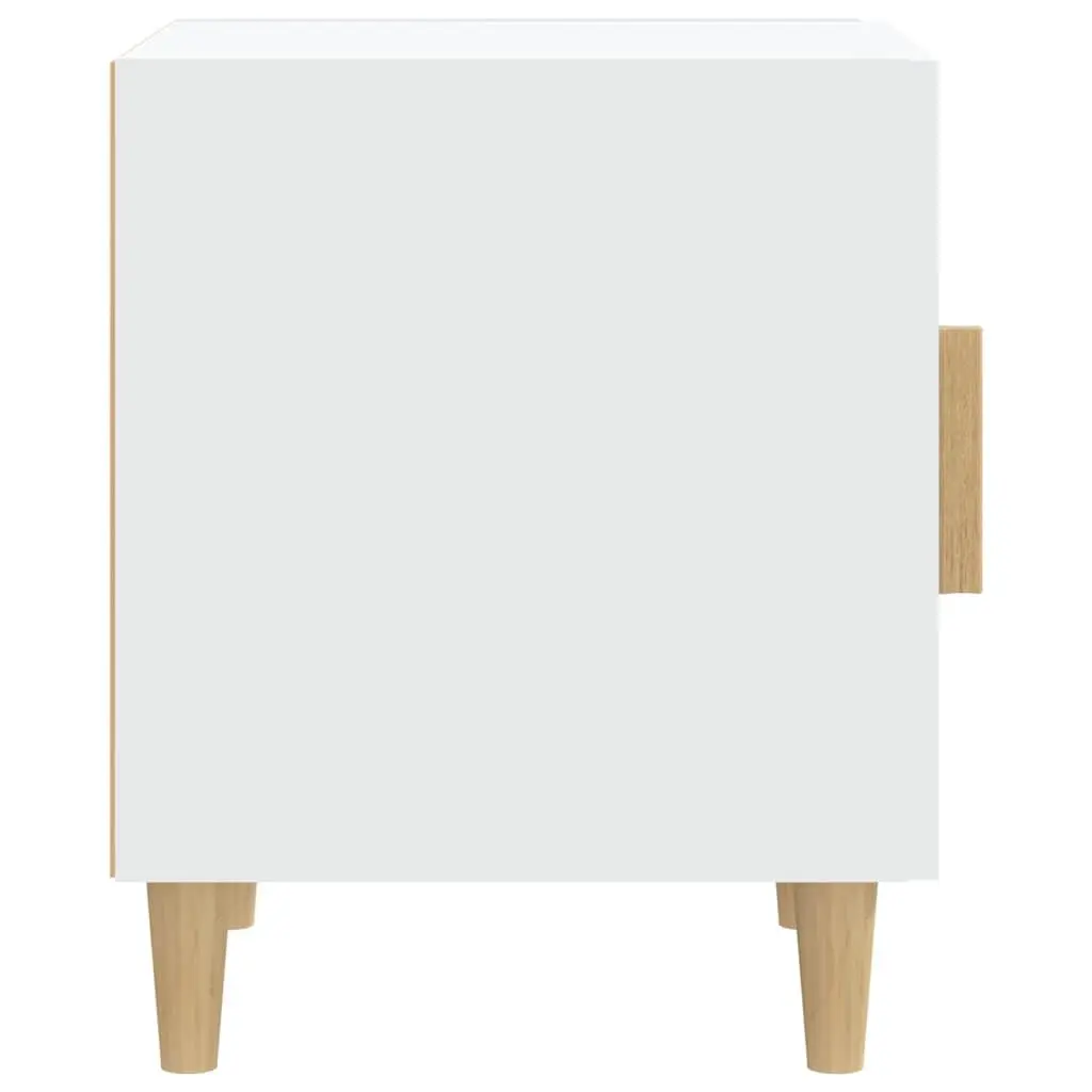 White Nightstand 2 Piece Engineered Wood Bedside Storage Cabinet with Single Door