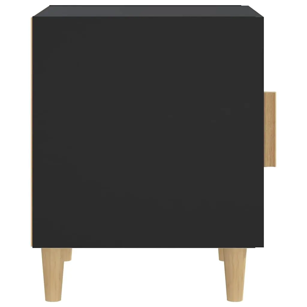 Bedside Tables Black 2 Pieces Engineered Wood Storage Nightstand for Bedroom Furniture
