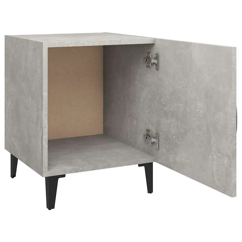 2 Piece Nightstand Cabinets Grey Engineered Wood Storage with Door