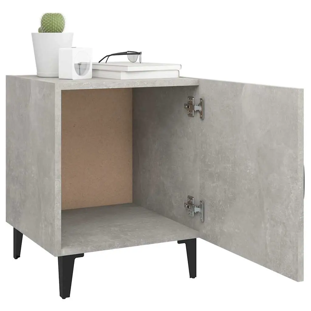 2 Piece Nightstand Cabinets Grey Engineered Wood Storage with Door