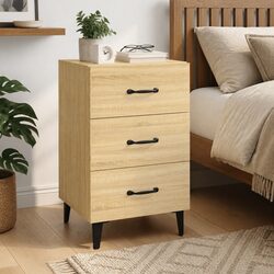 Compact Brown Nightstand with 3 Drawers for Essentials