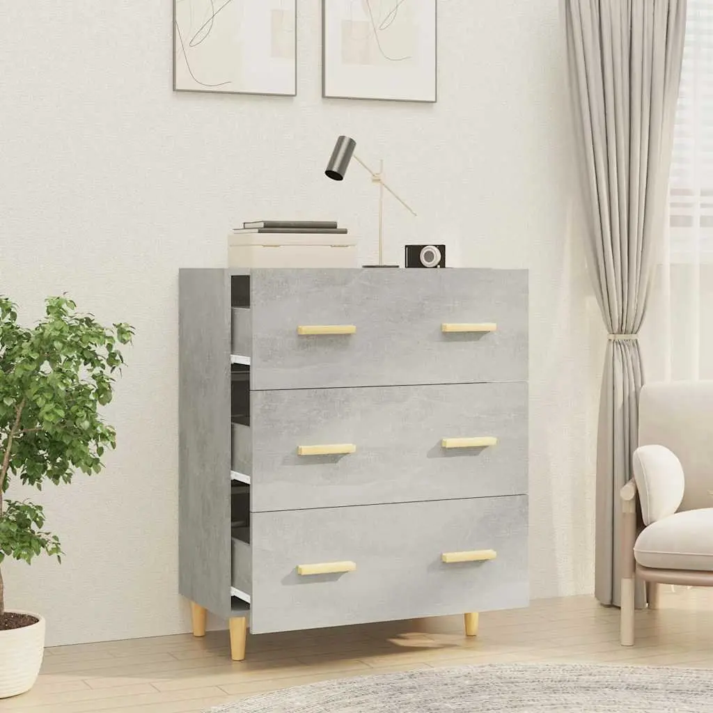 Sideboard Storage Cabinet Grey 70x34x90 cm Engineered Wood 3 Drawers Buffet