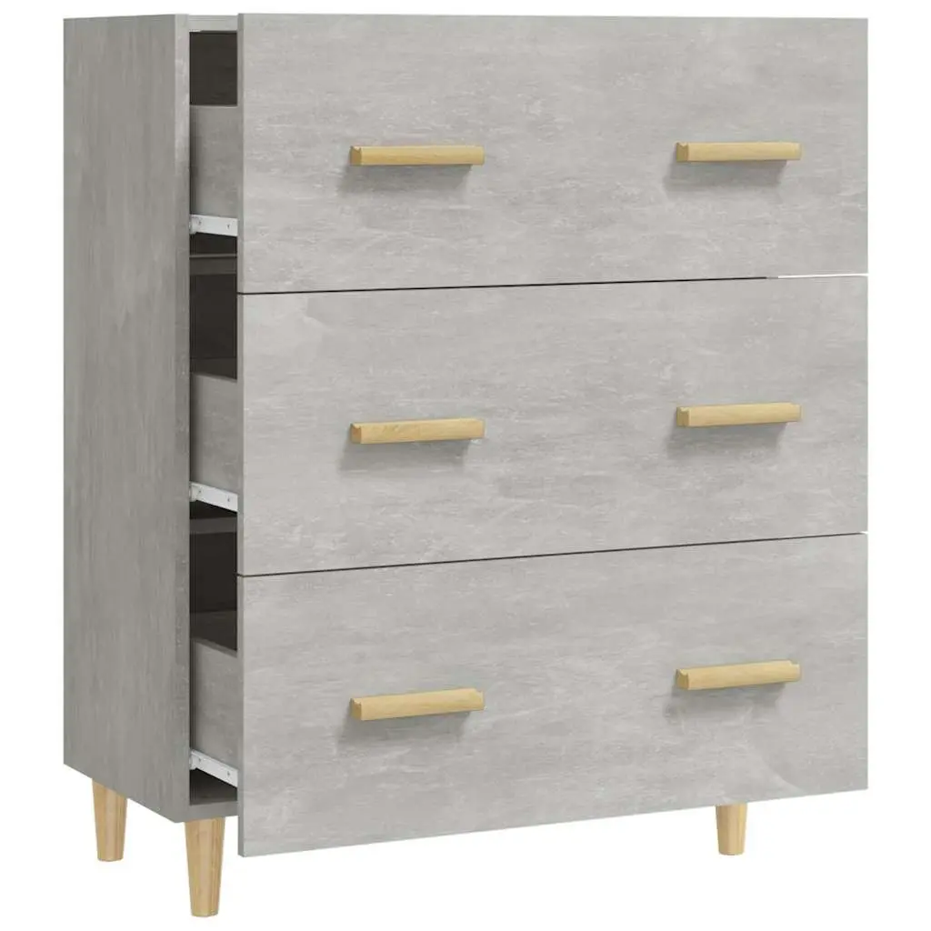 Sideboard Storage Cabinet Grey 70x34x90 cm Engineered Wood 3 Drawers Buffet