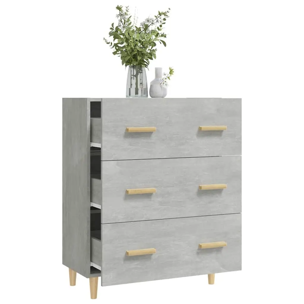 Sideboard Storage Cabinet Grey 70x34x90 cm Engineered Wood 3 Drawers Buffet
