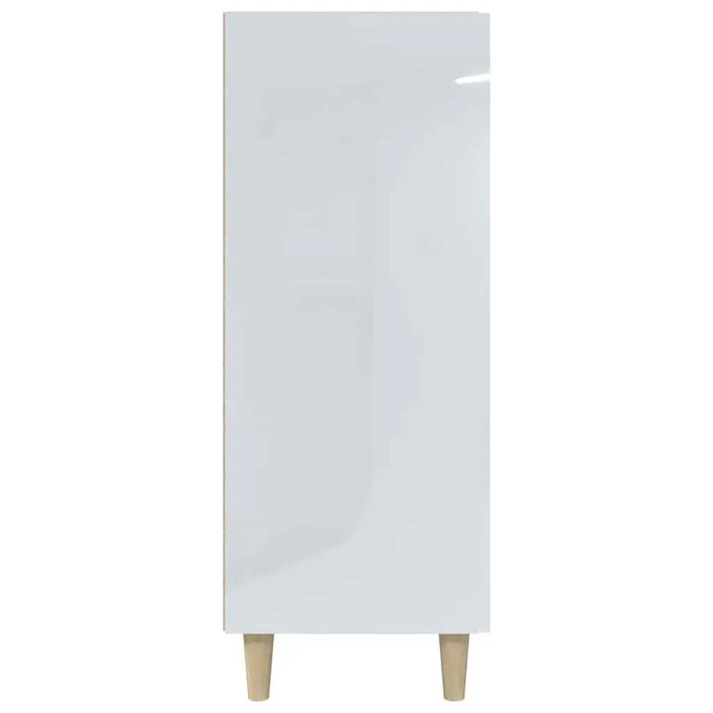 White High Gloss Sideboard Engineered Wood 3 Drawer Storage Cabinet