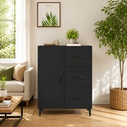 Compact Black Sideboard with Smart Storage Solution