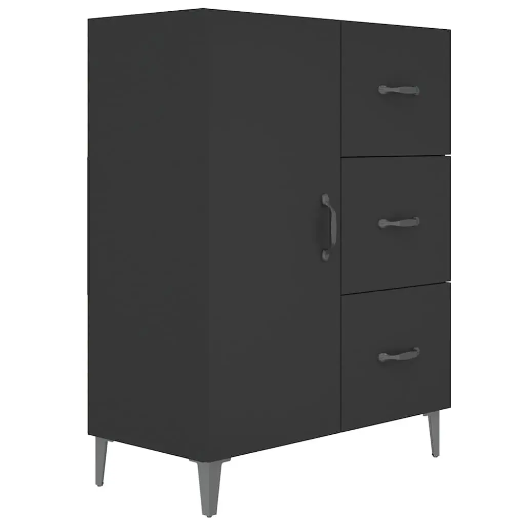 Black Sideboard Cabinet 69.5x34x90cm Engineered Wood Storage Buffet with Door and Drawers