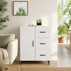 Compact High Gloss White Sideboard for Storage Needs