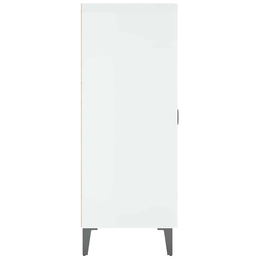 Sideboard High Gloss White Engineered Wood 1 Door 3 Drawers Storage Cabinet