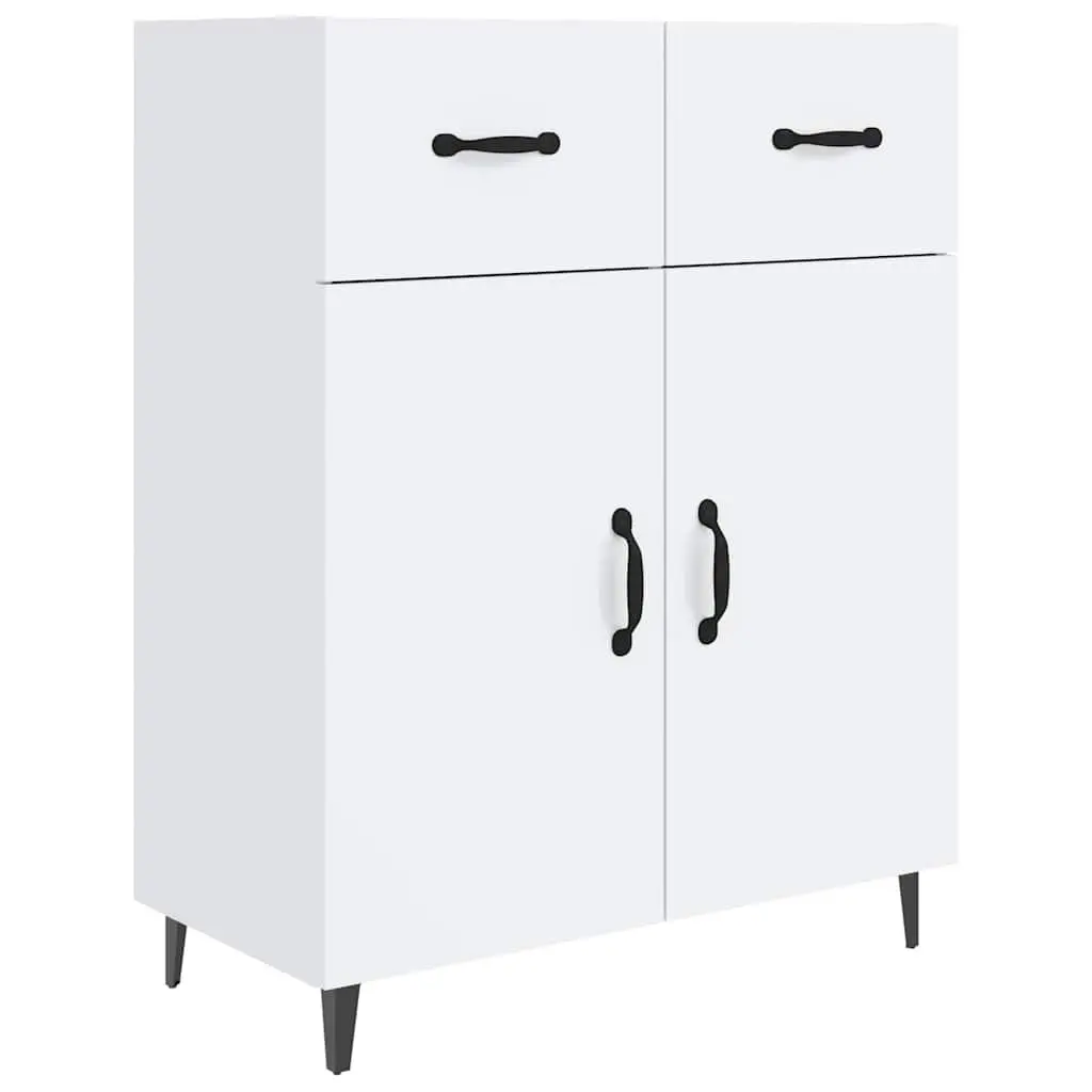 Sideboard White 69.5x34x90cm High Gloss Storage Cabinet 2 Doors 2 Drawers