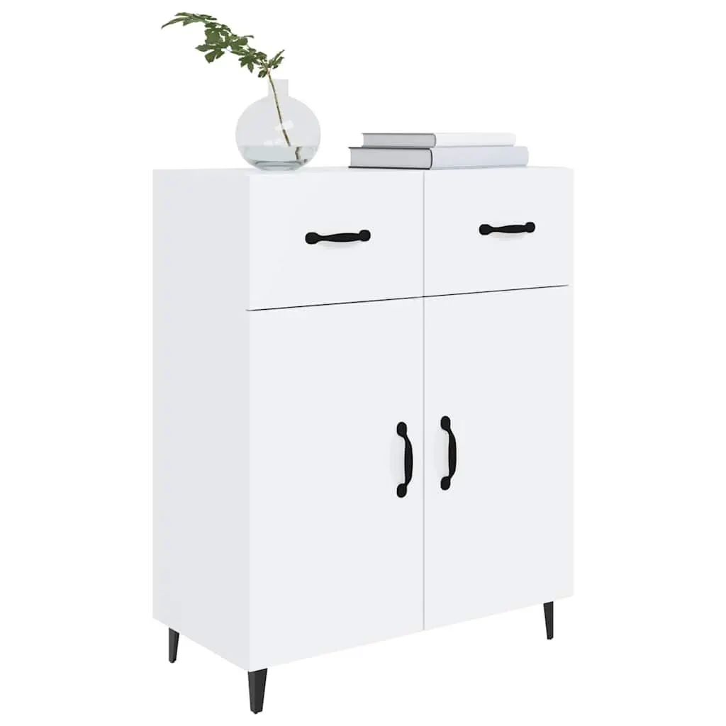 Sideboard White 69.5x34x90cm High Gloss Storage Cabinet 2 Doors 2 Drawers