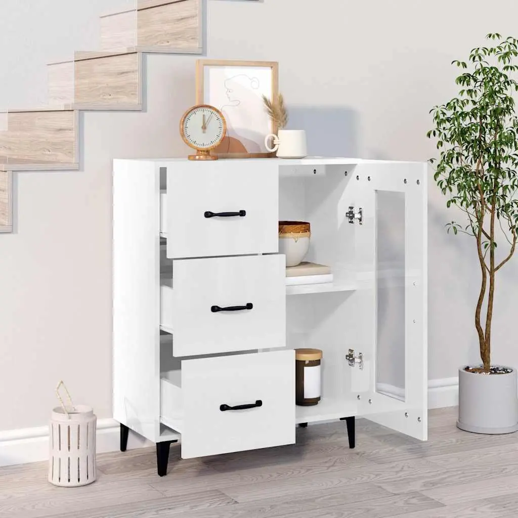 Sideboard White 69.5x34x90 cm Engineered Wood Storage Cabinet