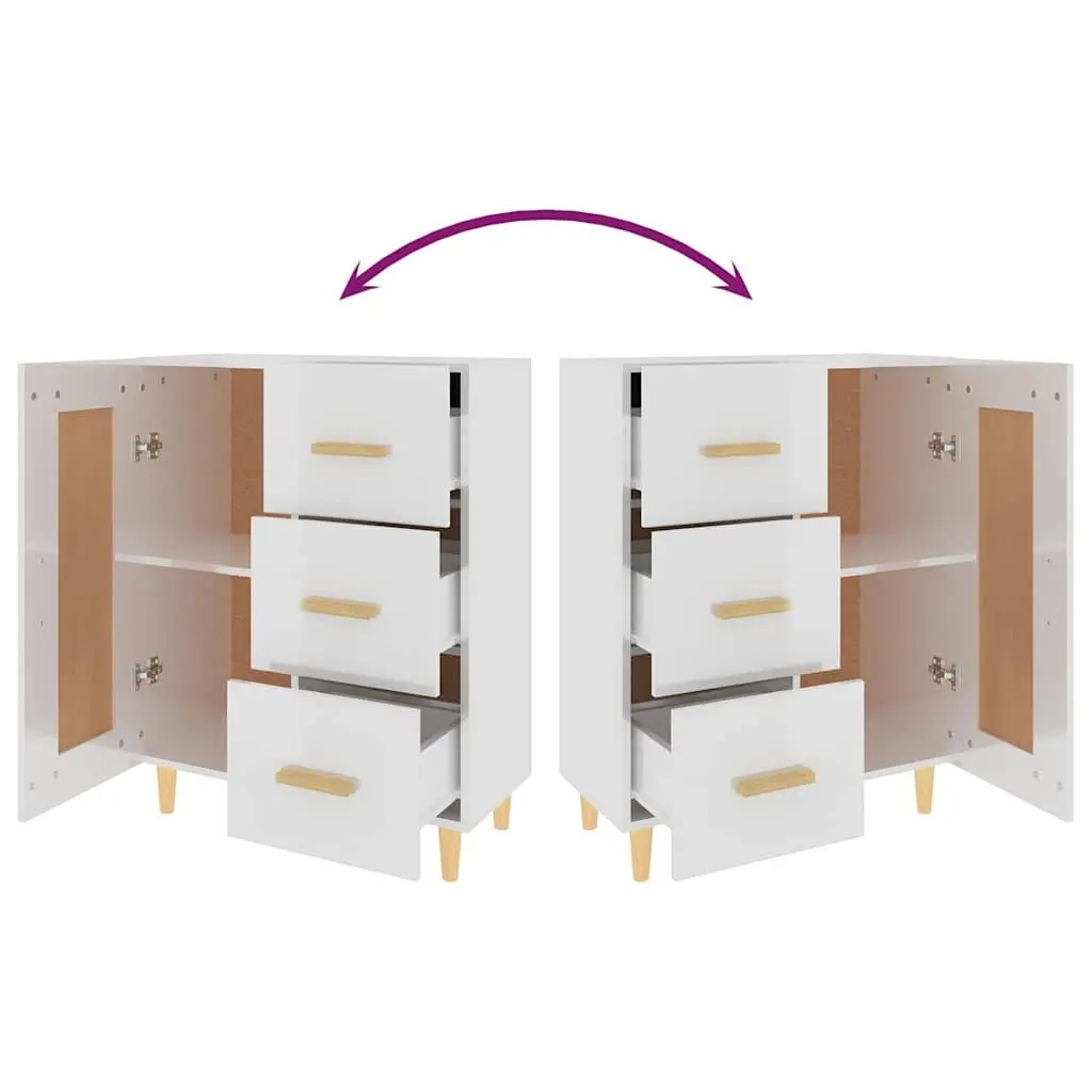 Sideboard White High Gloss Engineered Wood Storage Cabinet Living Room Furniture