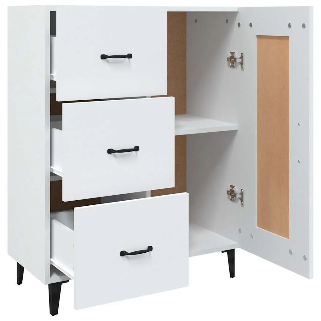 Sideboard White Engineered Wood 69.5W x 34D x 90H cm Ample Storage and Sturdy Top Surface