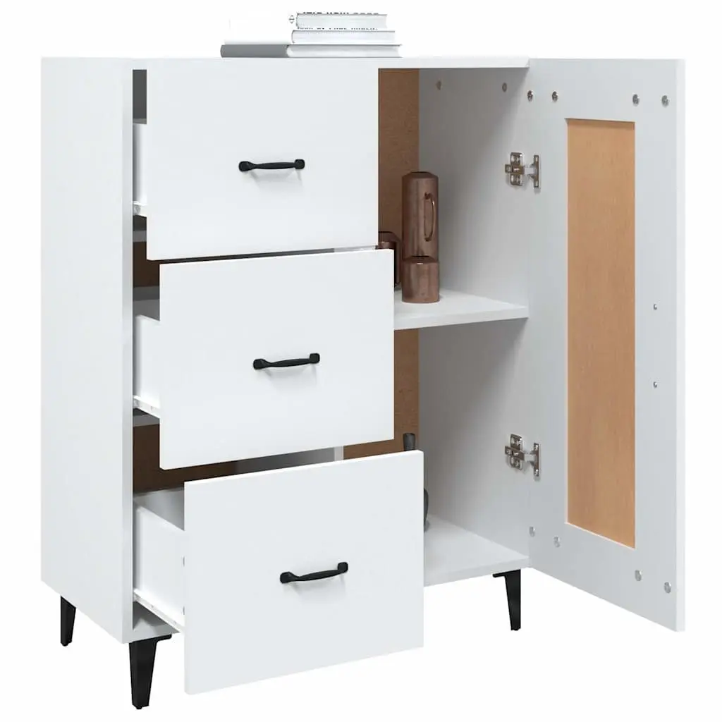 Sideboard White Engineered Wood 69.5W x 34D x 90H cm Ample Storage and Sturdy Top Surface
