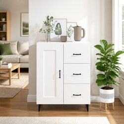 Concise White High Gloss Sideboard with Ample Storage