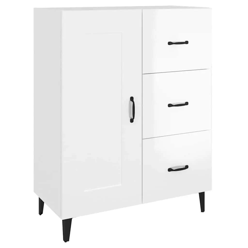 Sideboard High Gloss White Engineered Wood Living Room Storage Cabinet