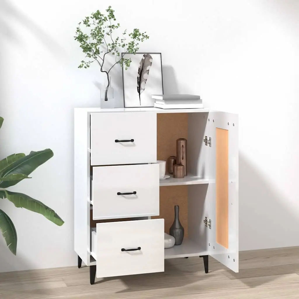 Sideboard High Gloss White Engineered Wood Living Room Storage Cabinet