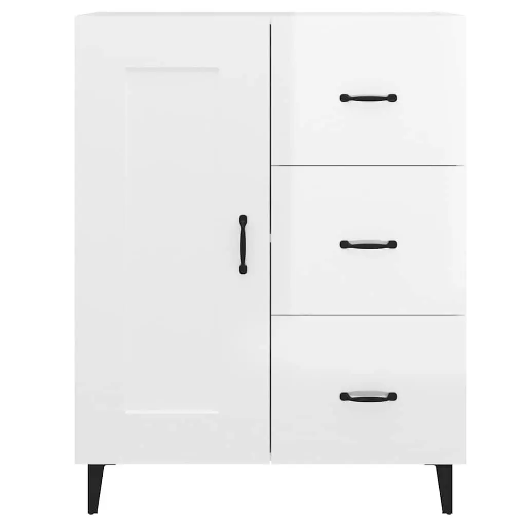 Sideboard High Gloss White Engineered Wood Living Room Storage Cabinet