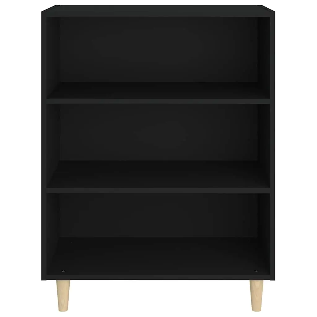Black Sideboard Cabinet with 3 Shelves for Storage and Display in Engineered Wood