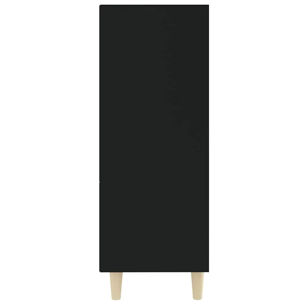 Black Sideboard Cabinet with 3 Shelves for Storage and Display in Engineered Wood