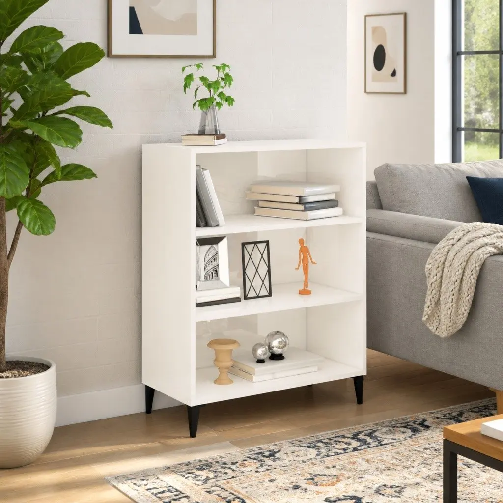 Sideboard High Gloss White 69.5x32.5x90cm Engineered Wood Storage Cabinet