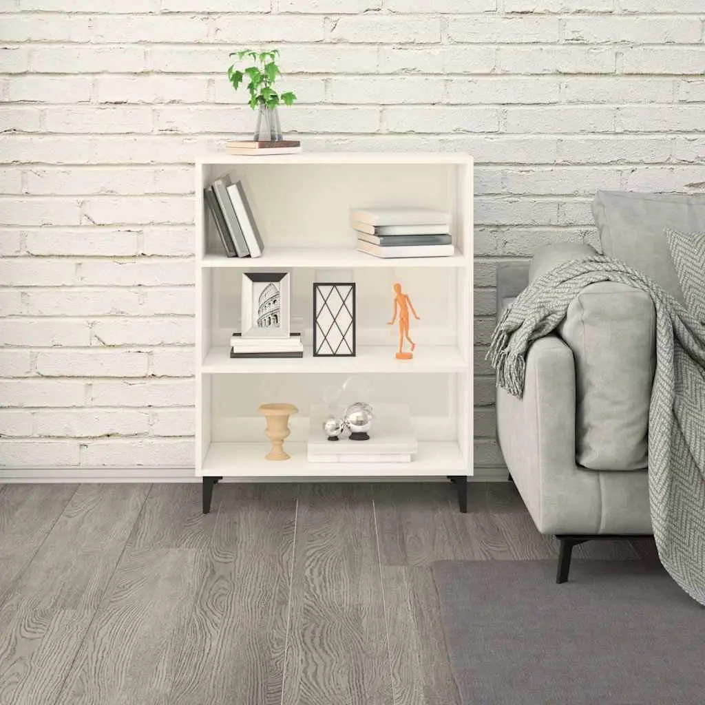 Sideboard High Gloss White 69.5x32.5x90cm Engineered Wood Storage Cabinet