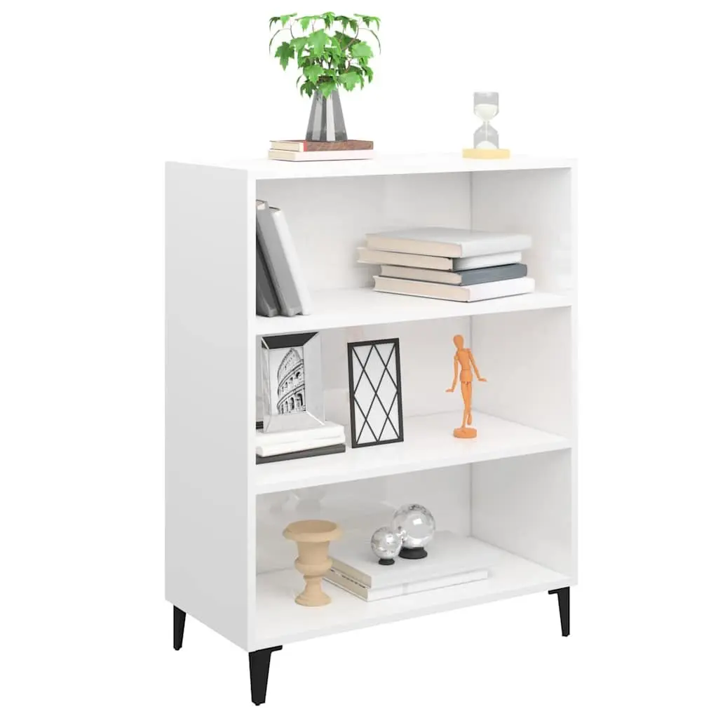 Sideboard High Gloss White 69.5x32.5x90cm Engineered Wood Storage Cabinet