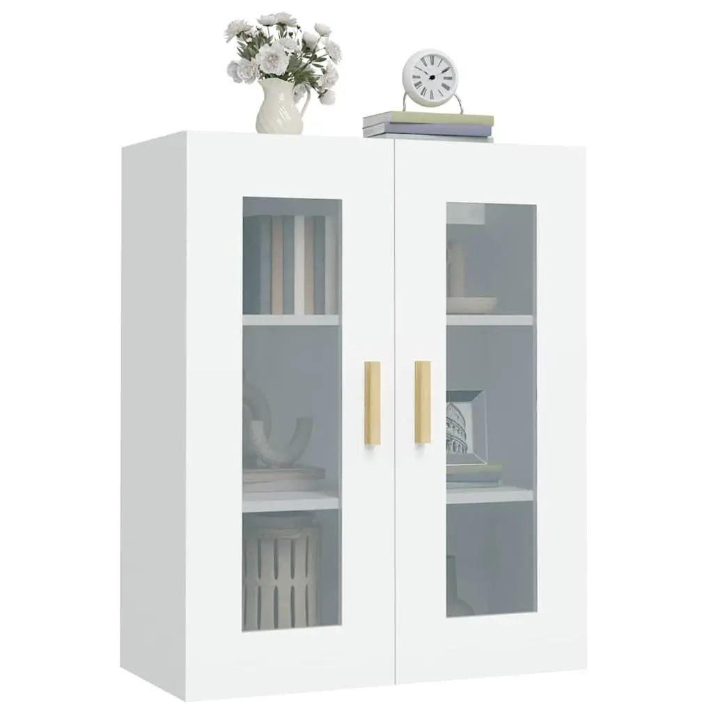 Hanging Wall Cabinet White Storage Organiser Engineered Wood 69.5x34x90cm