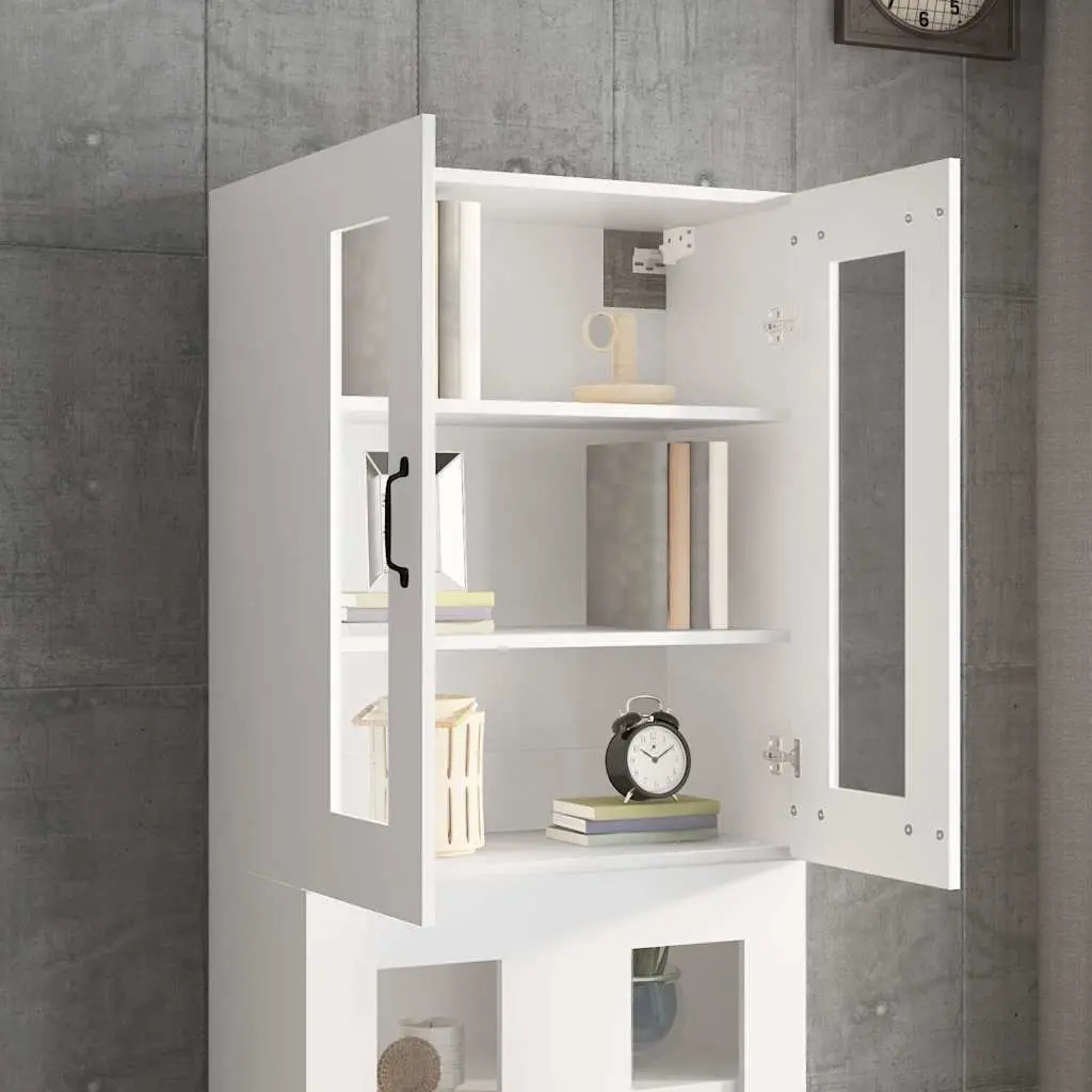 Hanging Wall Cabinet White Storage Organiser Engineered Wood Home Furniture