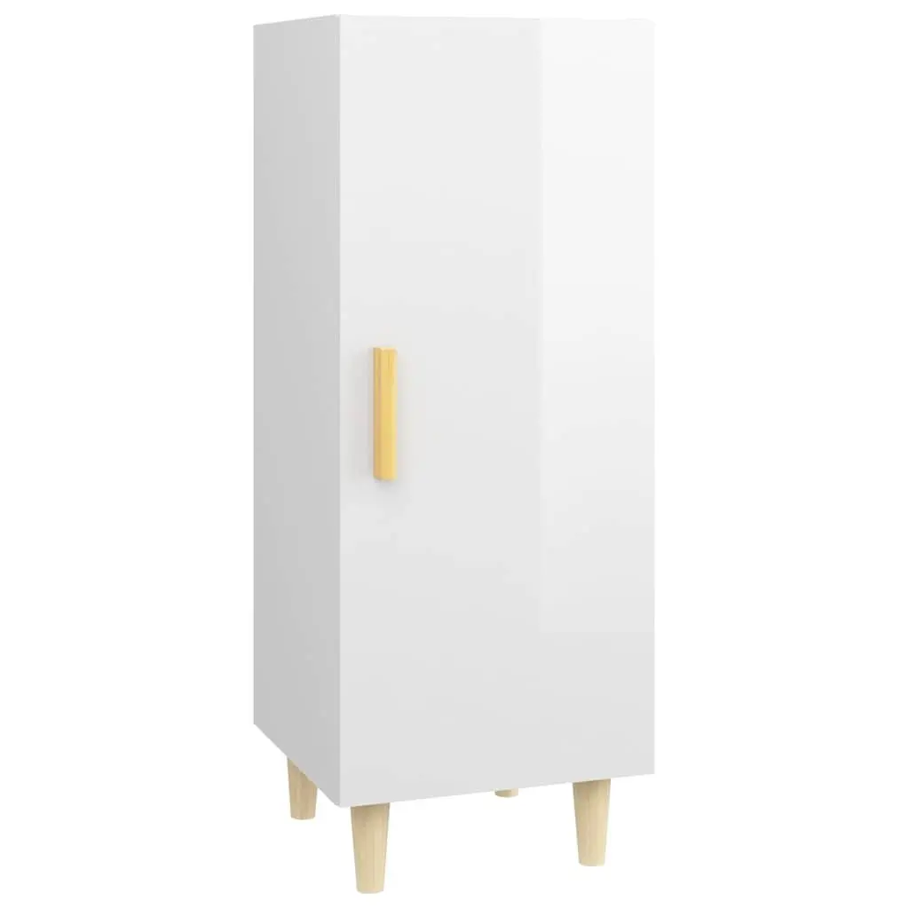 Sideboard White High Gloss Engineered Wood 34.5x34x90cm Sturdy Top Compartments