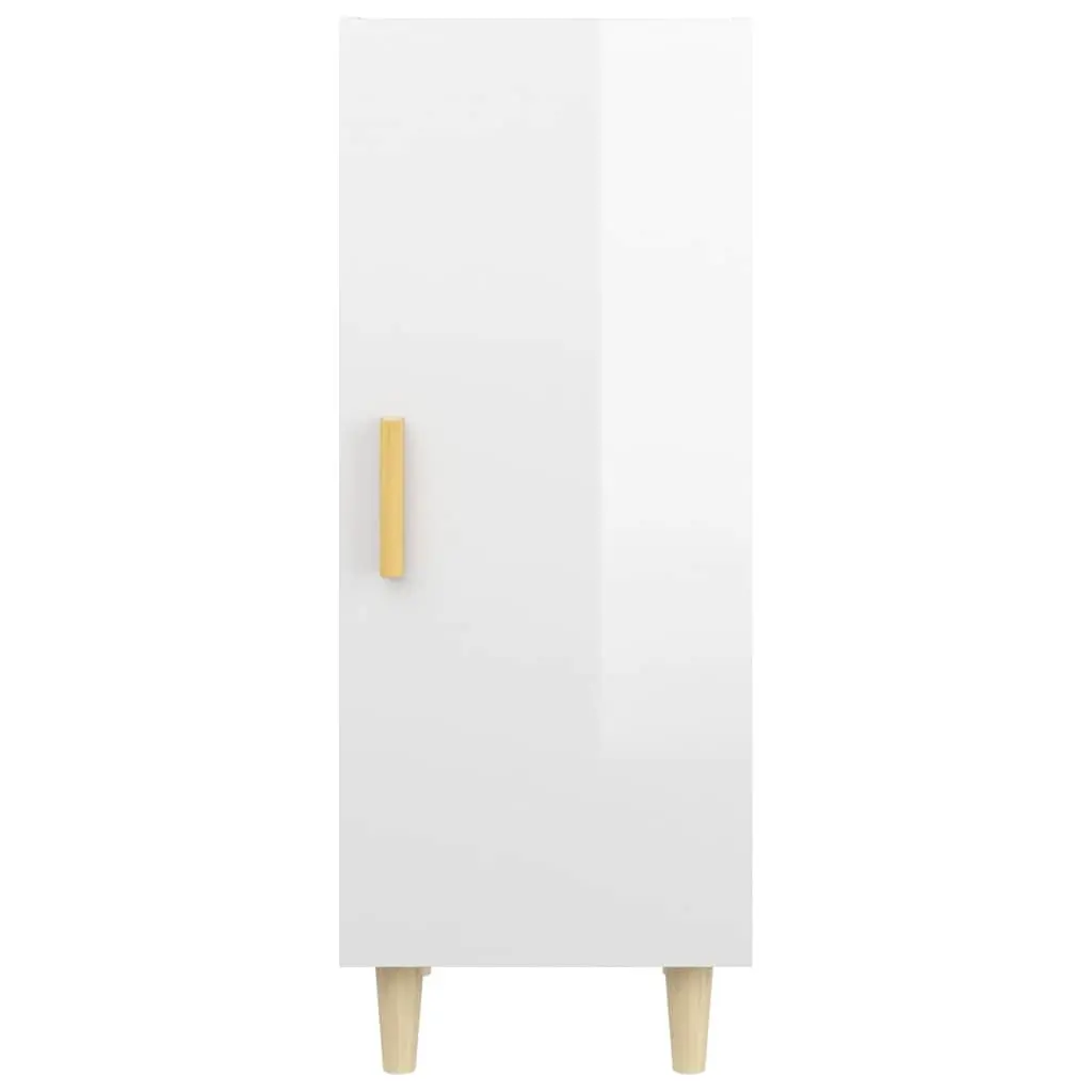Sideboard White High Gloss Engineered Wood 34.5x34x90cm Sturdy Top Compartments
