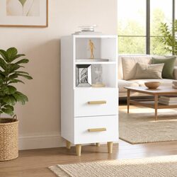Sideboard High Gloss White Storage Cabinet 2 Drawers 2 Shelves Engineered Wood