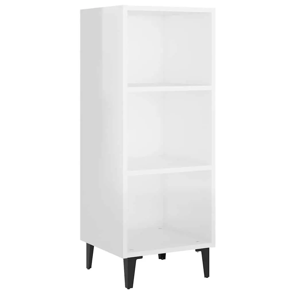 Sideboard Cabinet White 34.5x32.5x90cm High Gloss 3 Compartments