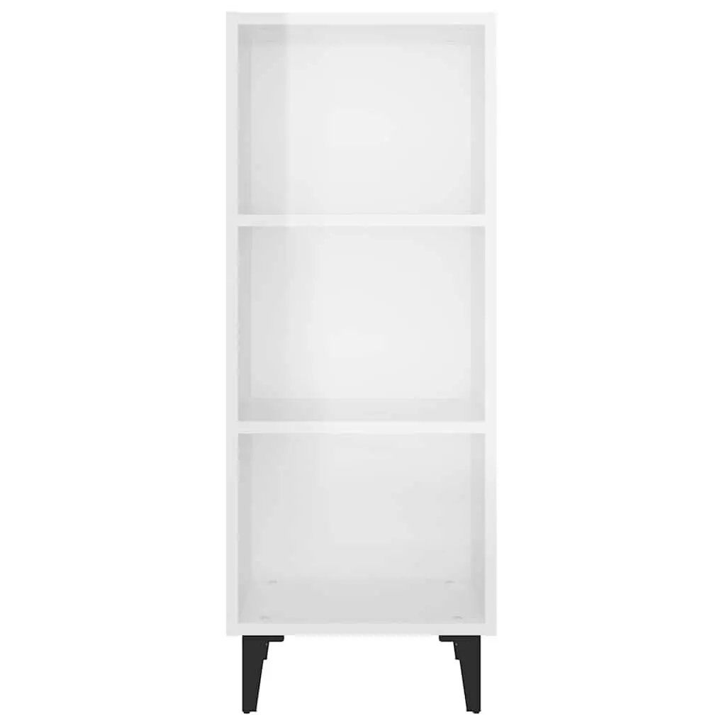 Sideboard Cabinet White 34.5x32.5x90cm High Gloss 3 Compartments