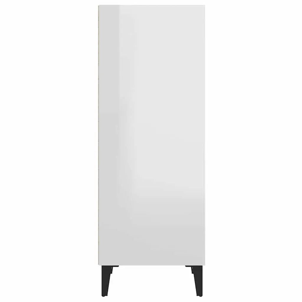 Sideboard Cabinet White 34.5x32.5x90cm High Gloss 3 Compartments