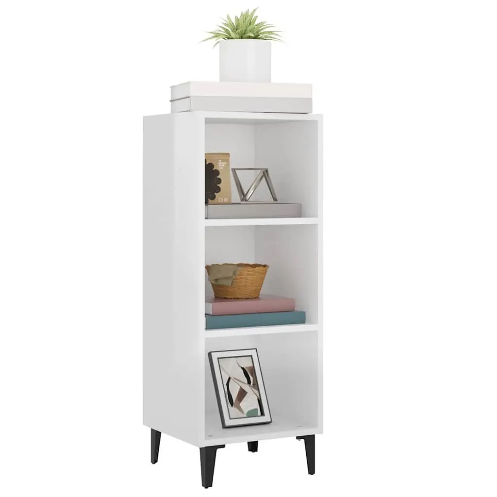 Sideboard Cabinet White 34.5x32.5x90cm High Gloss 3 Compartments