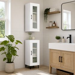 Compact White Hanging Wall Cabinet with Three Compartments