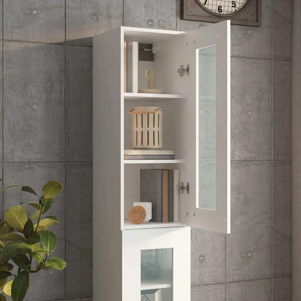 Hanging Wall Cabinet White 3 Compartments Wall-mounted Storage Organiser
